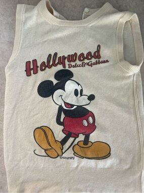 Dolce & Gabbana Cream Hollywood Mickey Mouse Graphic Tank